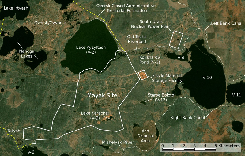Vista por satélite del lago Karachay. Wikimedia Commons